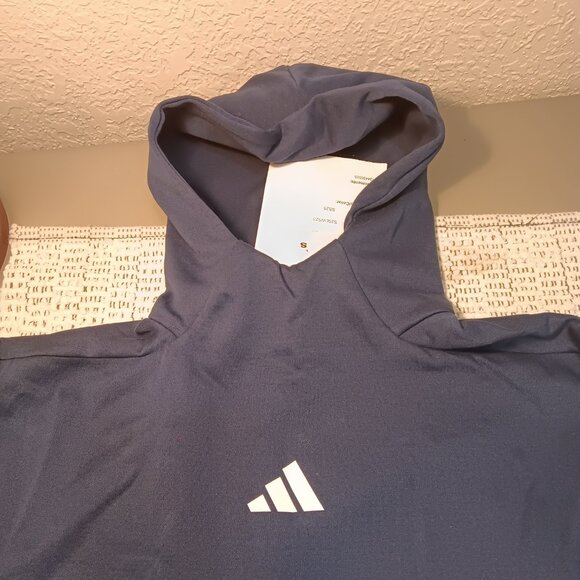 adidas women's Z.N.E. stripe lines funnel neck navy hoodie sz S - NWT Sample - Picture 3 of 14
